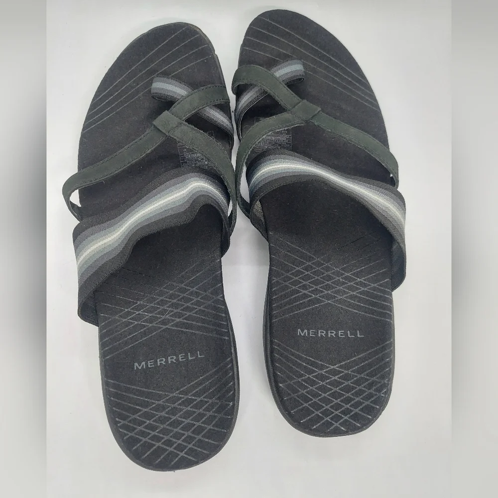 Merrell Zinnia Women's Sandal Black Synthetic Size 10 Slip-On Casual Shoes